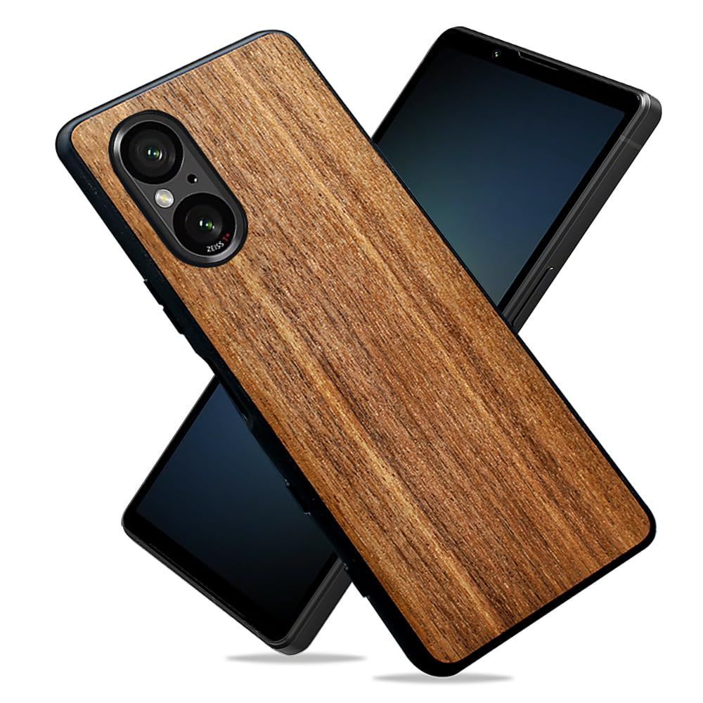 Xperia 5 V MQman Xperia5v SO-53D SOG12 ケース 木製カバー 胡桃の木 原木 素材 エクスペリア天然木 耐衝撃 ソフト クルミ ワイヤレス充電対応 Xperia 5 V