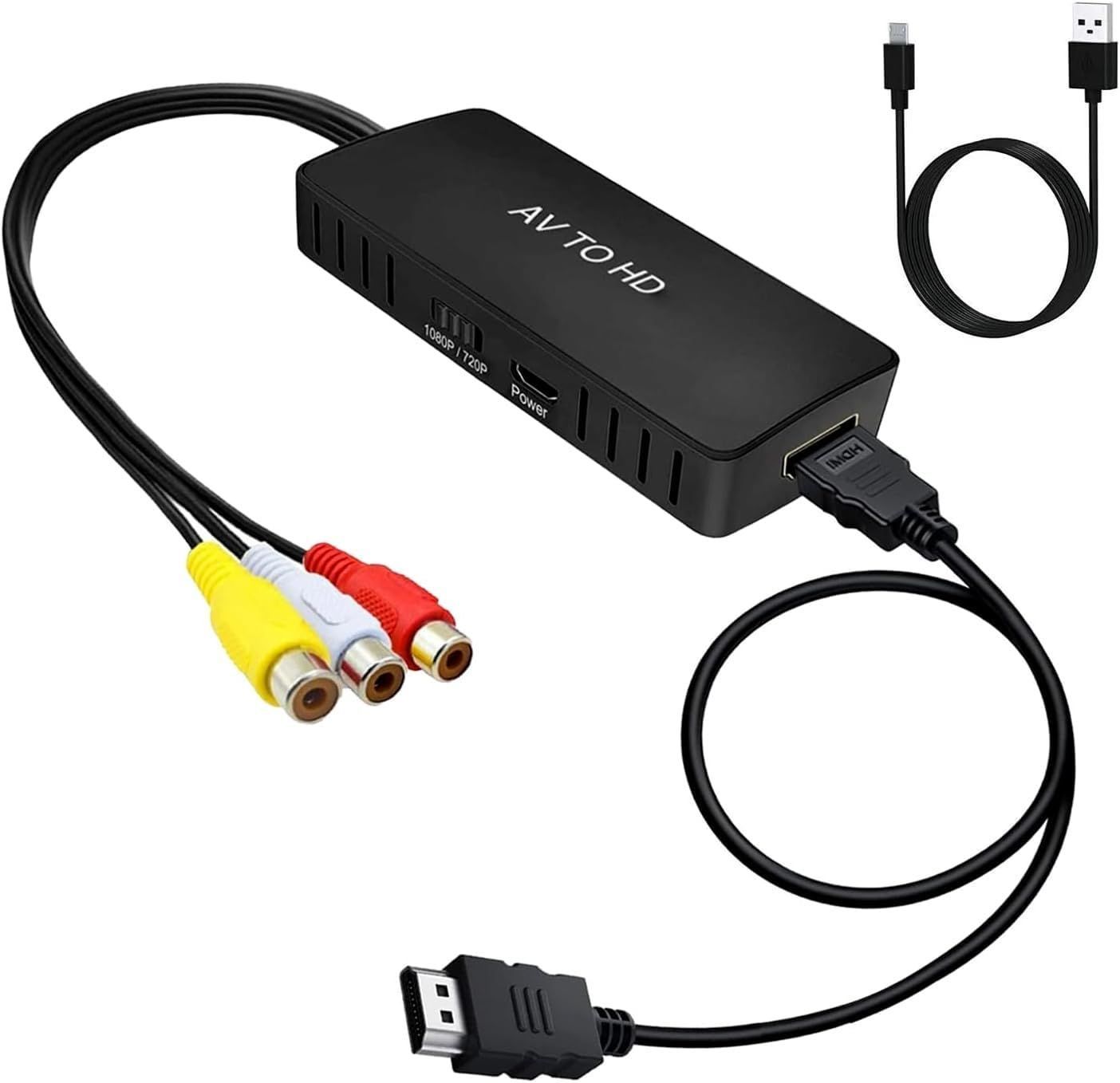 Aolirot RCA to HDMI 変換コンバーター AV to HDMI コンポジット 1080/720P切り替え 音声出力可 USB給電  3色(赤 白 黄)ビデオ/avケーブル hdmi ケーブル付き N64用 Wii PS2 Xbox VHS - メルカリ