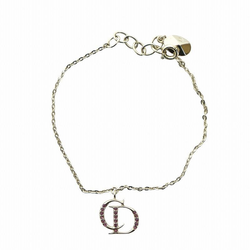 クリスチャンディオール Christian Dior ブレスレット アクセサリー ロゴ ラインストーン ゴールド色 GY18 |MQ OH