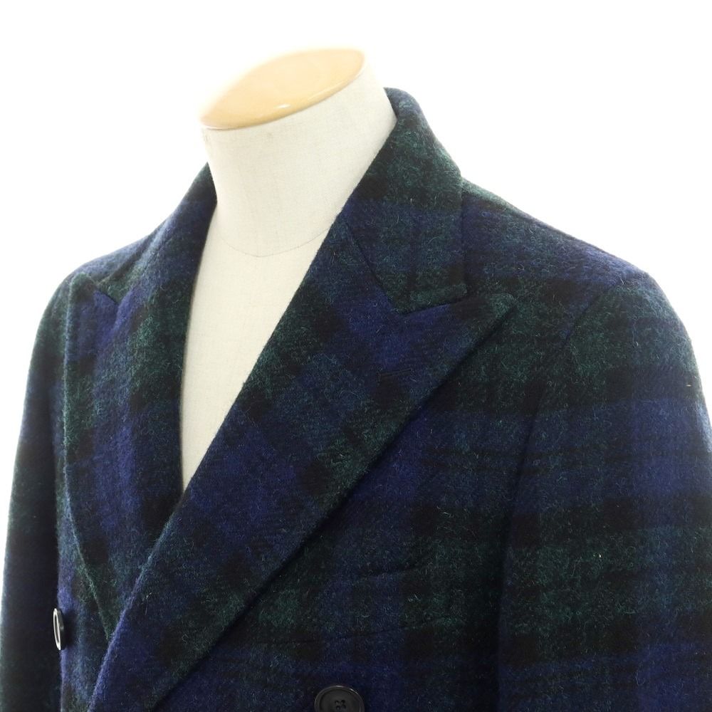 TAGLIATORE ネイビー チェック ダブルブレストコート