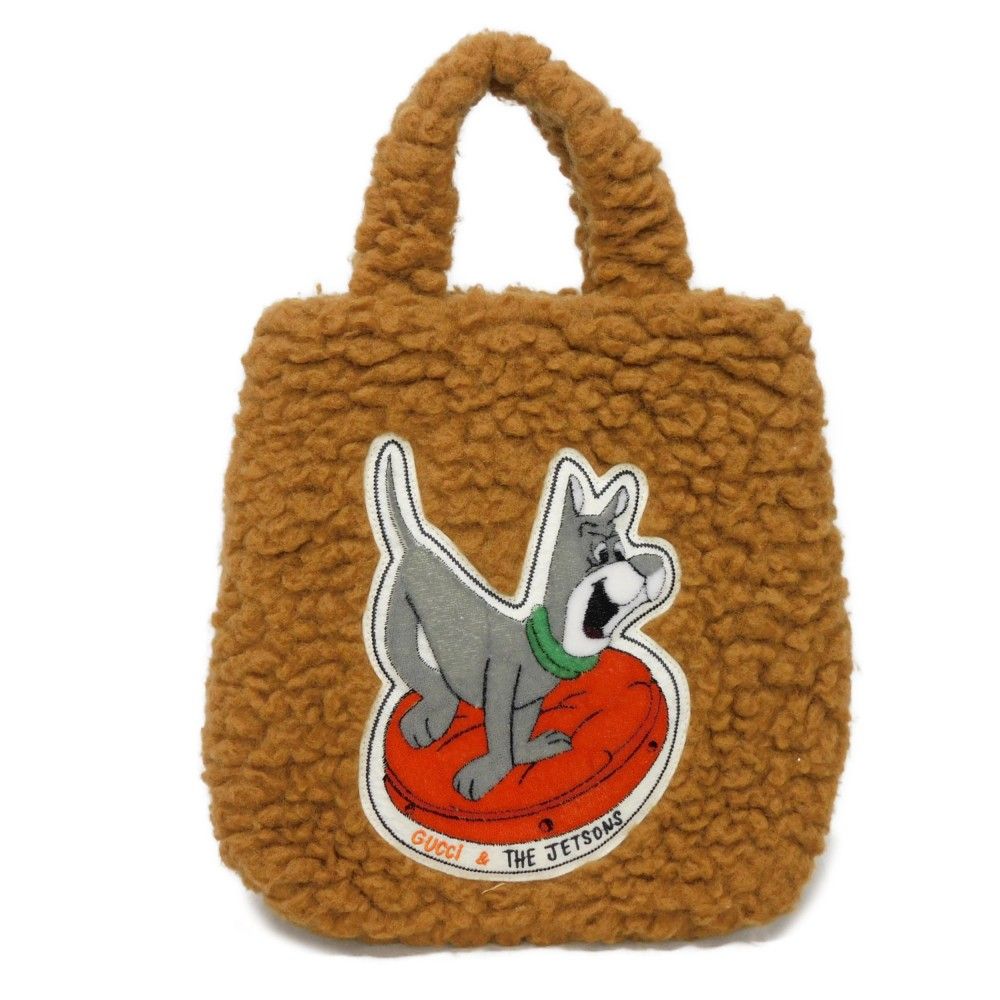 GUCCI グッチ ザ ジェットソンズ トート ロゴ 宇宙家族 アストロ 犬 チルドレンズ ウール ブラウン トートバッグ 752175