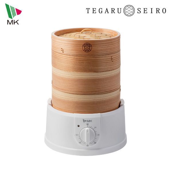 ･ エムケー精工 電気せいろ TEGARU SEIRO EM-185W ホワイト 18cm セイロ 蒸し器 コンパクト ほったらかし パン蒸しに 所さんの目がテン
