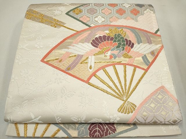 平和屋着物◎六通柄袋帯 扇面鳳凰吉祥花文 金糸 逸品 CAAG6657ou - メルカリ