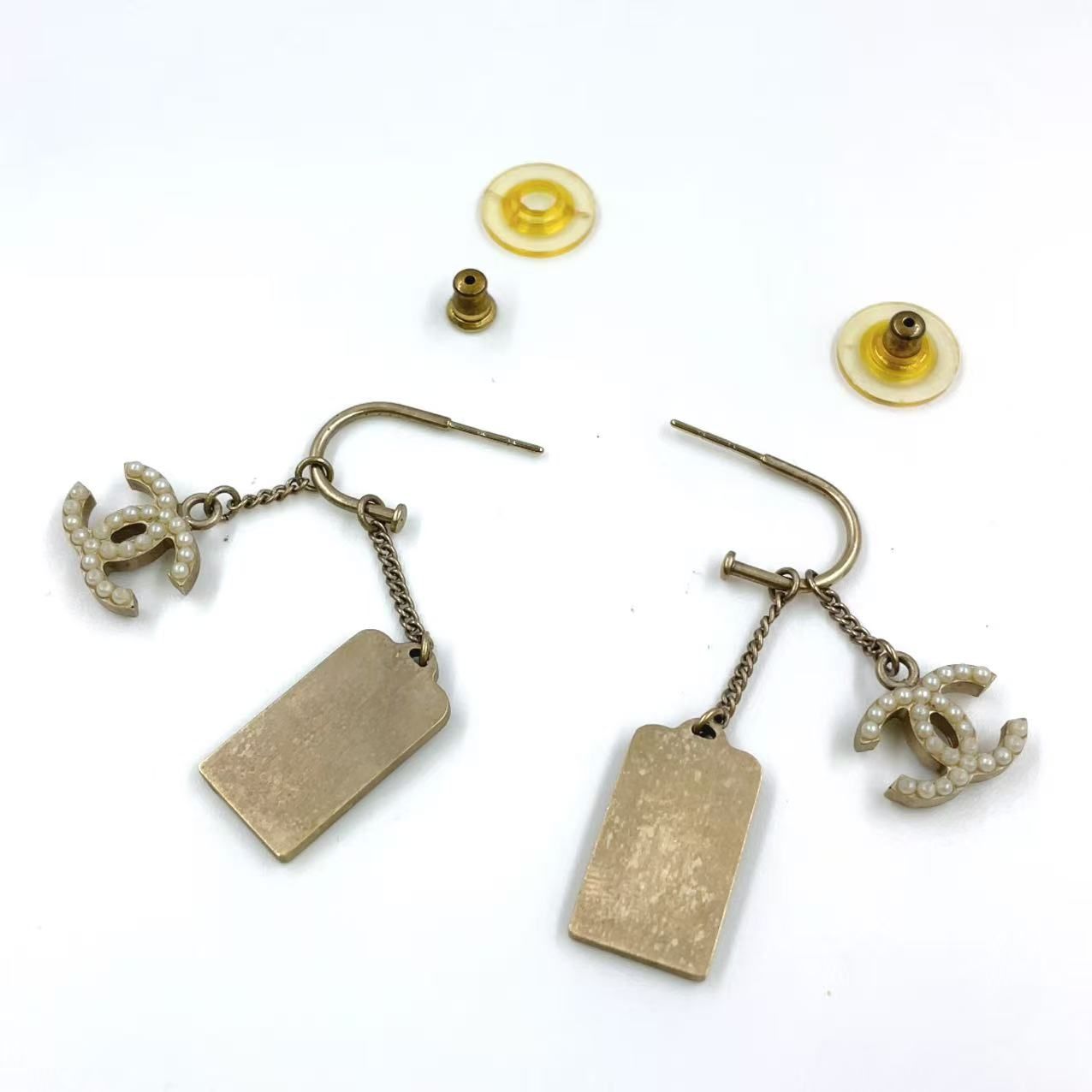 CHANEL プレートロゴ キャッチ片側破損 GP ゴールド ピアス FORTGASGNV_COM_BR