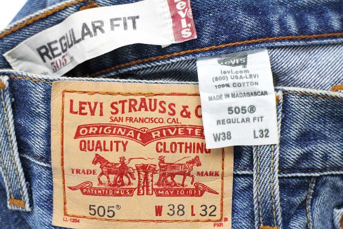 00s Levi'sリーバイス 505 デニムパンツ w38 L32★130 オールド ジーンズ ストレート ストーンウォッシュ オーバーサイズ  ビッグサイズ