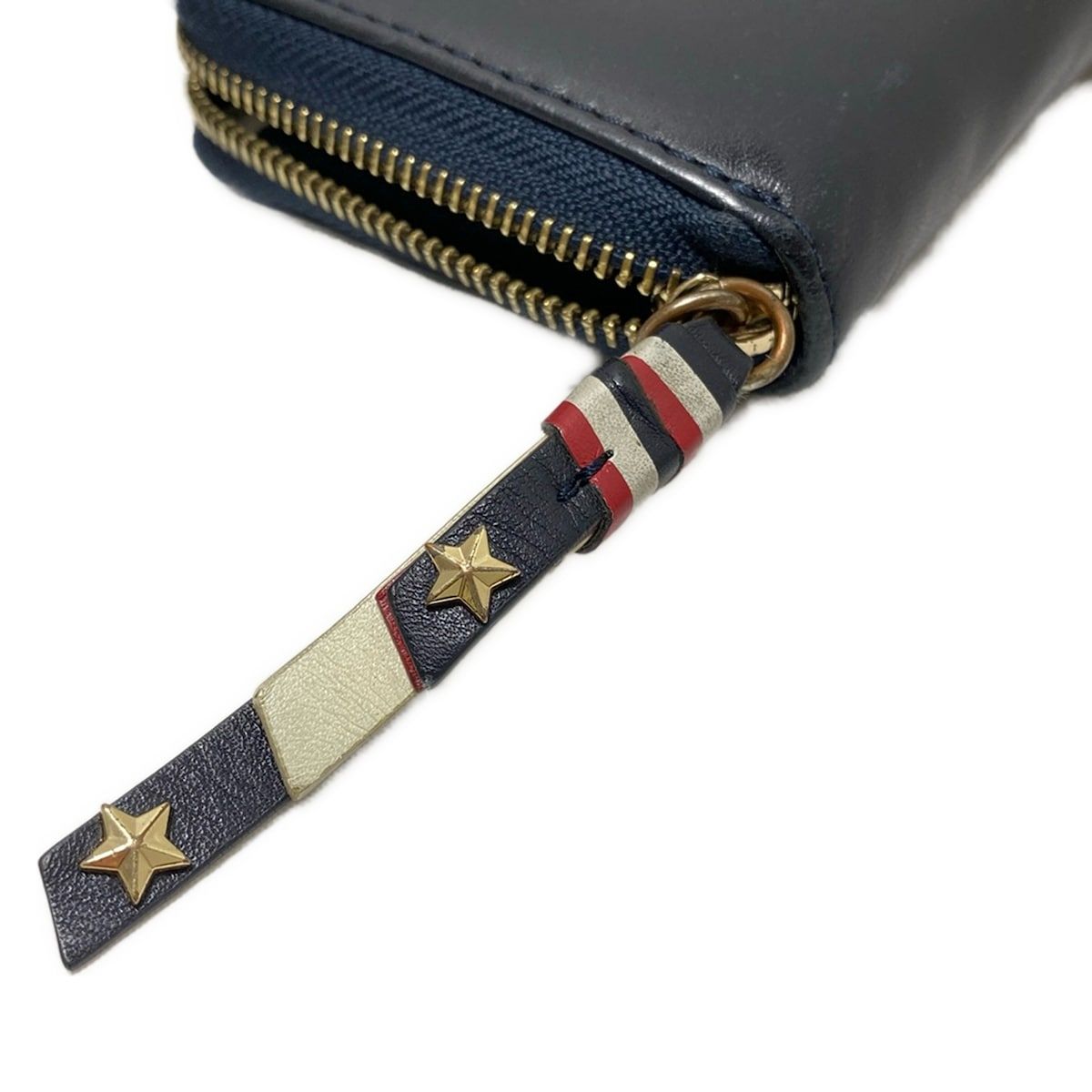 全品本物! TOMMY HILFIGER トミーヒルフィガー 長財布 - ダークネイビー ラウンドファスナー レザー 【数量限定超特価!!】