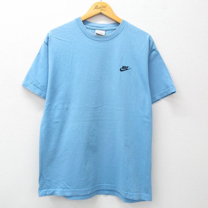XL/古着 ナイキ NIKE 半袖 ビンテージ Tシャツ メンズ 00s ワンポイントロゴ コットン クルーネック 水色 24jul30 中古