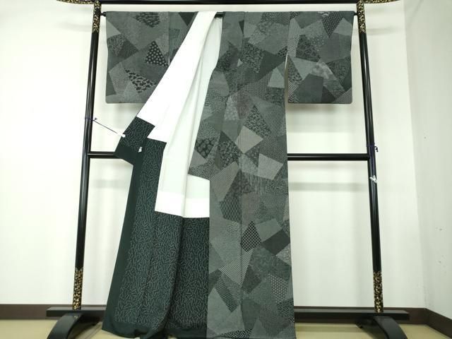 平和屋着物●江戸小紋　寺山存男　百柄　吉祥花鳥文　黒地　正絹　逸品　DAAS3262ps 平和屋着物○江戸小紋 寺山存男 百柄 吉祥花鳥文 黒地 正絹 逸品