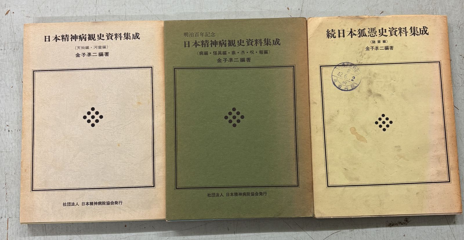 日本精神病観史資料集成（天狗編・河童編）・日本精神病観史資料集成（病編・怪異編・崇・憑・呪・報編）・続日本狐憑史資料集成（随筆編）　3冊セット 金子準二編著  C168-226