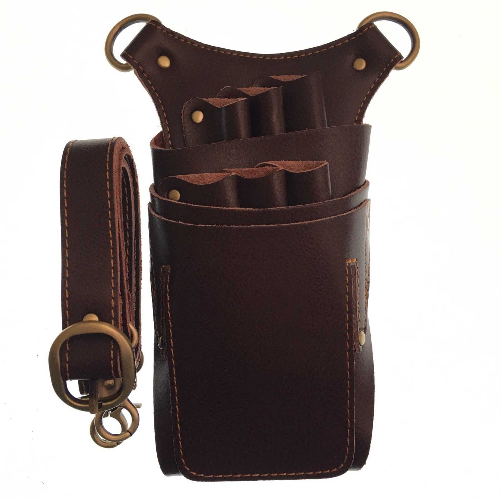 【特価商品】【GLASS FROG】シザーケース ハサミ6丁 本体・ベルト本革 美容師 トリマー トール(ブラウニー)