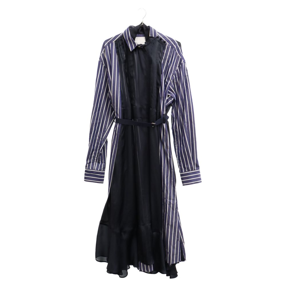 sacai サカイ プリーツ ドッキング シャツワンピース 2 ネイビー