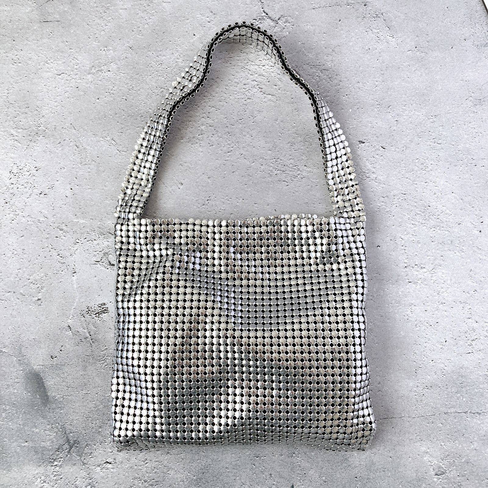 参考価格198,000円 PACO RABANNE SILVER PIXEL BAG トートバッグ