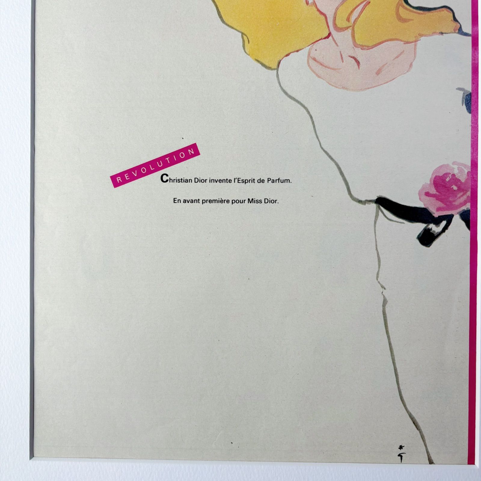 ＜1982 広告＞Christian Dior Rene Gruau ディオール ルネ・グリュオ ポスター ヴィンテージ アートポスター フレーム付き 額縁 インテリア モダン おしゃれ かわいい 壁掛け ポップ  レトロ