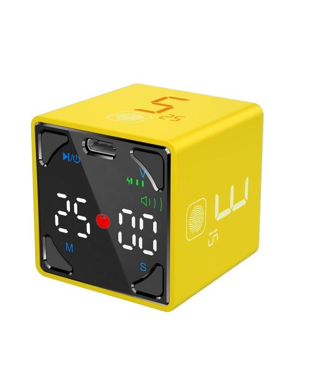 TickTime Cube-転がして カウントダウンがスタート ポモドーロ タイマー 両面LEDパネル タップ操作 キッチンタイマー 3段音量調整|静音モード|振動モード 一時停止 勉強|テスト|教
