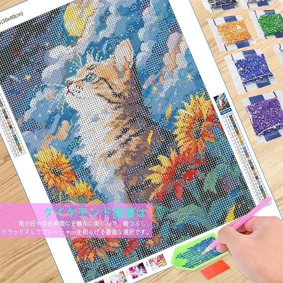 SUPECENT ダイヤモンドアート キット ダイヤモンドアート 初心者 ダイアモンドビーズ 絵画キット 人気DIY・手作り絵画 手芸キット 5D  モザイクアート 手作りキット ダイヤモンド塗装 全面貼り付けタイプ 30x40cm(猫) - メルカリ