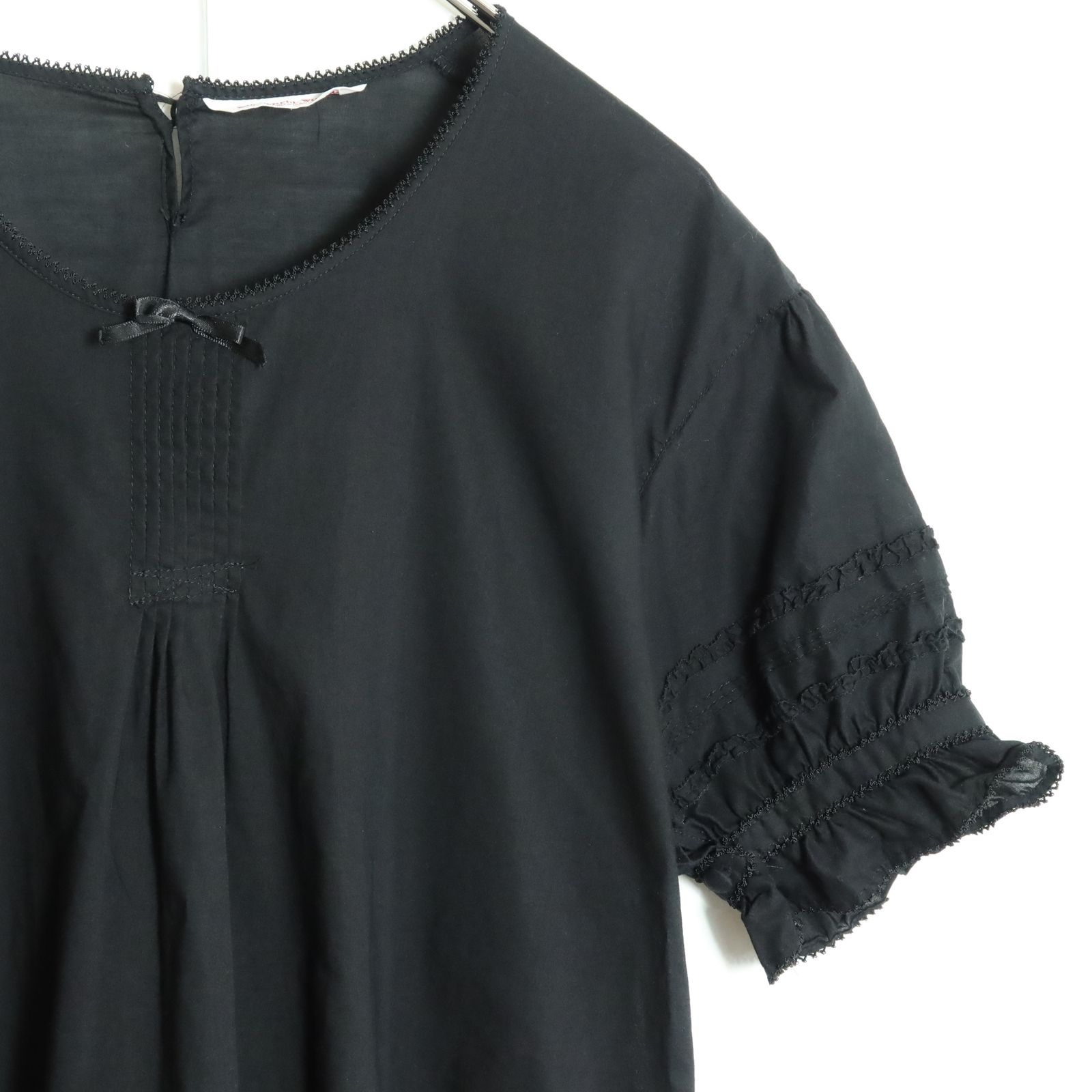 ワンダフルワールド KANEKOISAO ブラウス 半袖 ピコフリル リボン