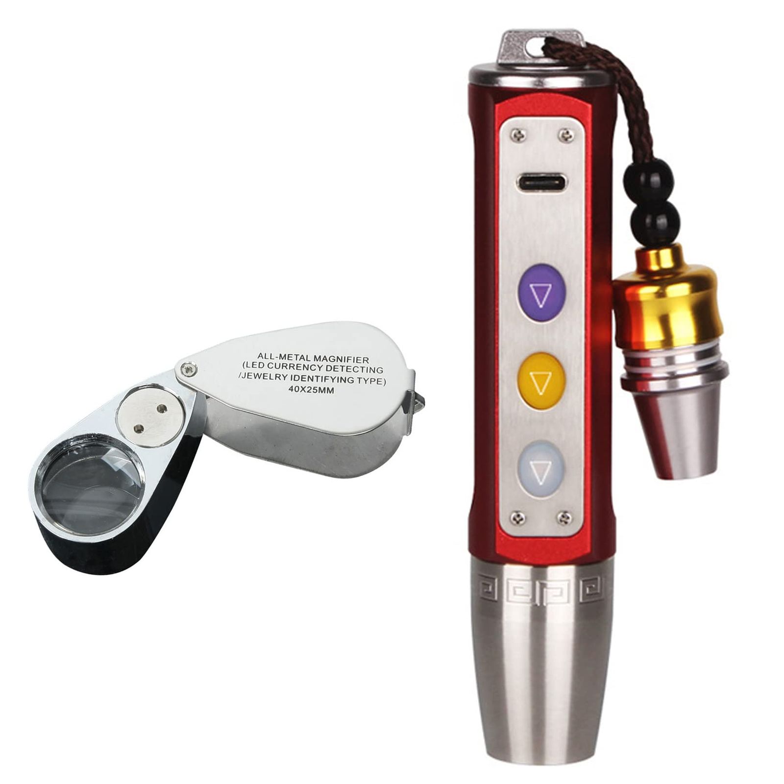 PIENSE ルーペ 40倍 ジュエリー懐中電灯 LEDライト付き 宝石 鑑定用