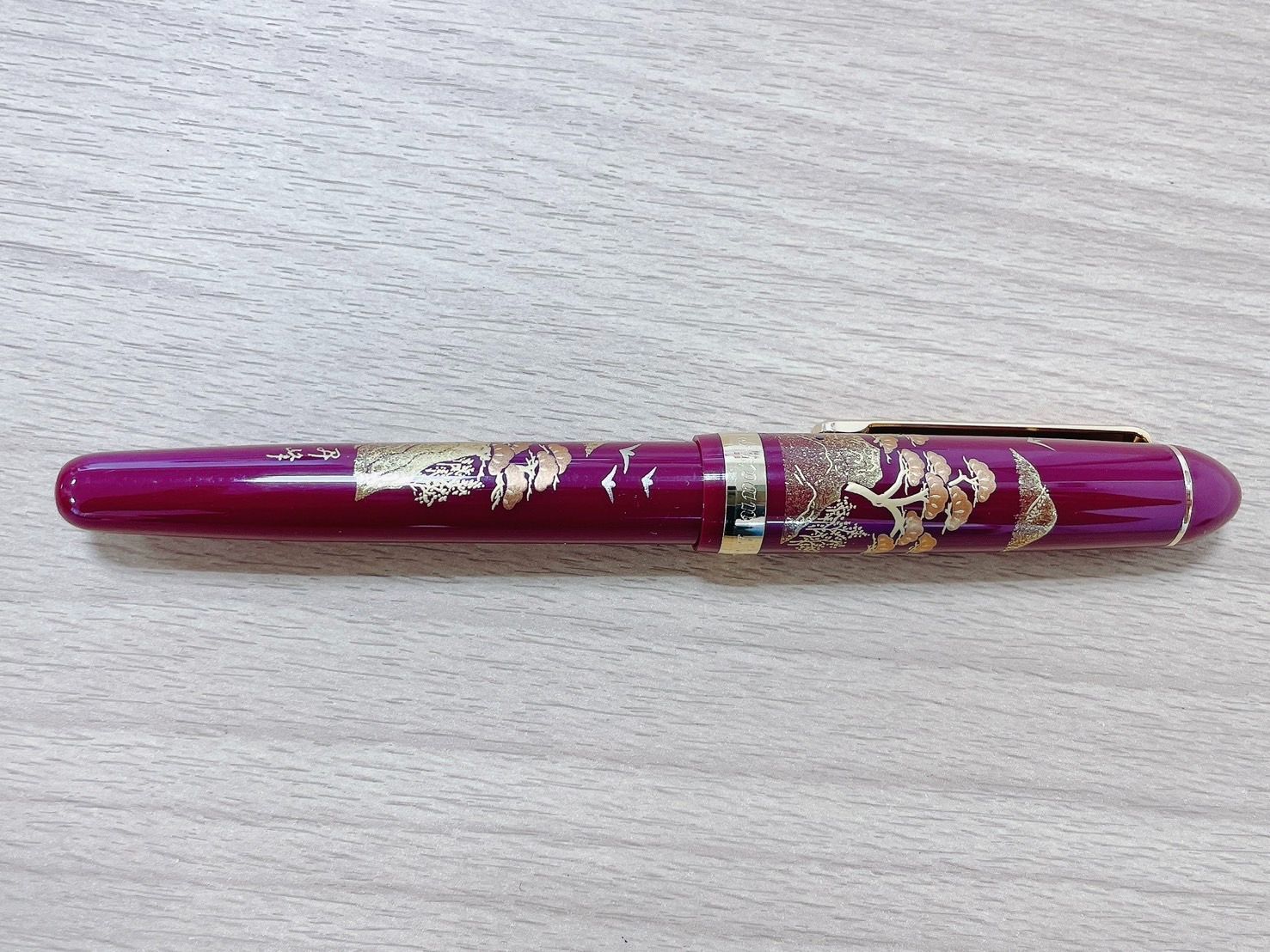 蒔絵 万年筆 PLATINUM プラチナ 3776 蒔絵 昇峰 松 細字 HIDA244002678