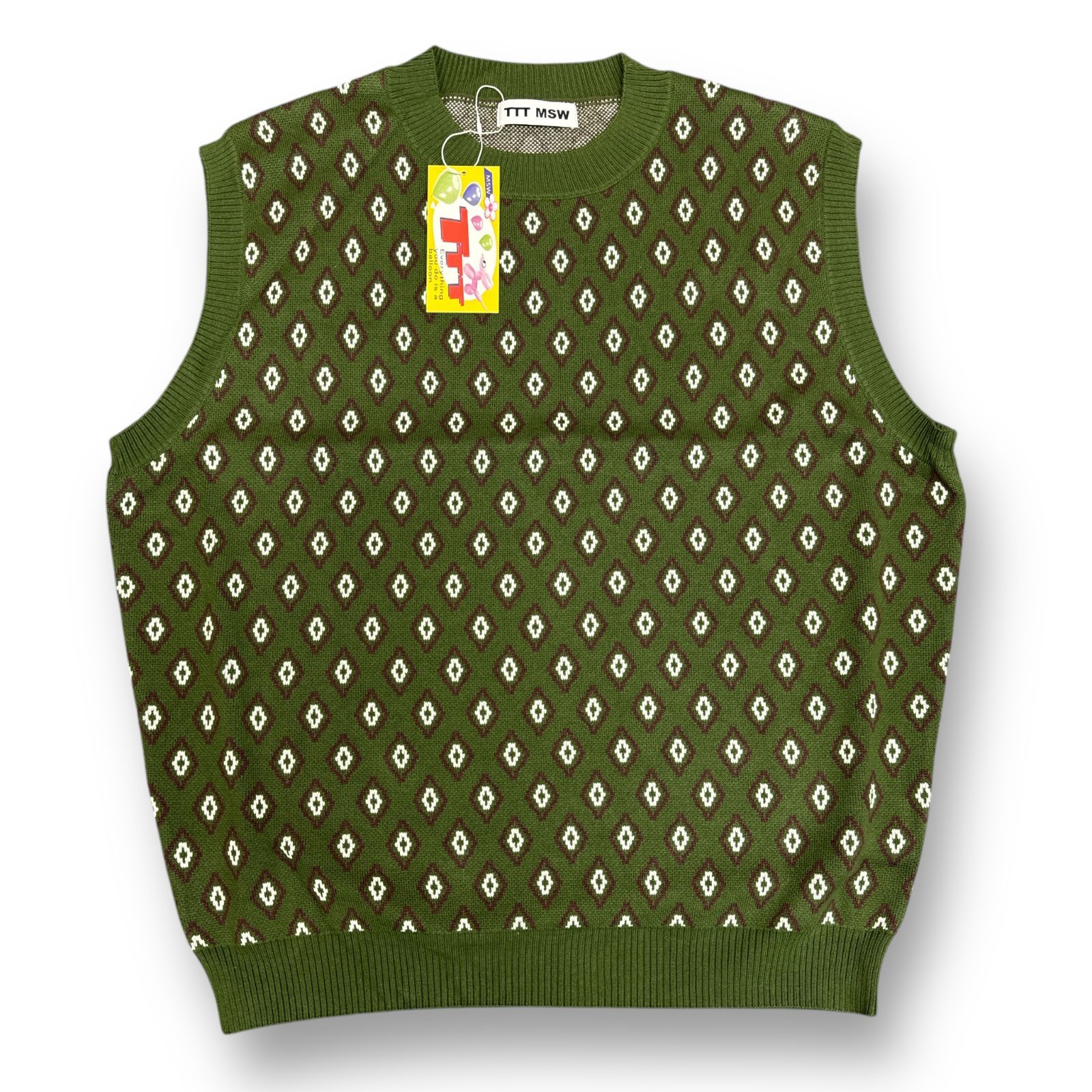定価19800円 新品 TTT MSW 23SS Diamond knit polo vest ダイヤモンド 