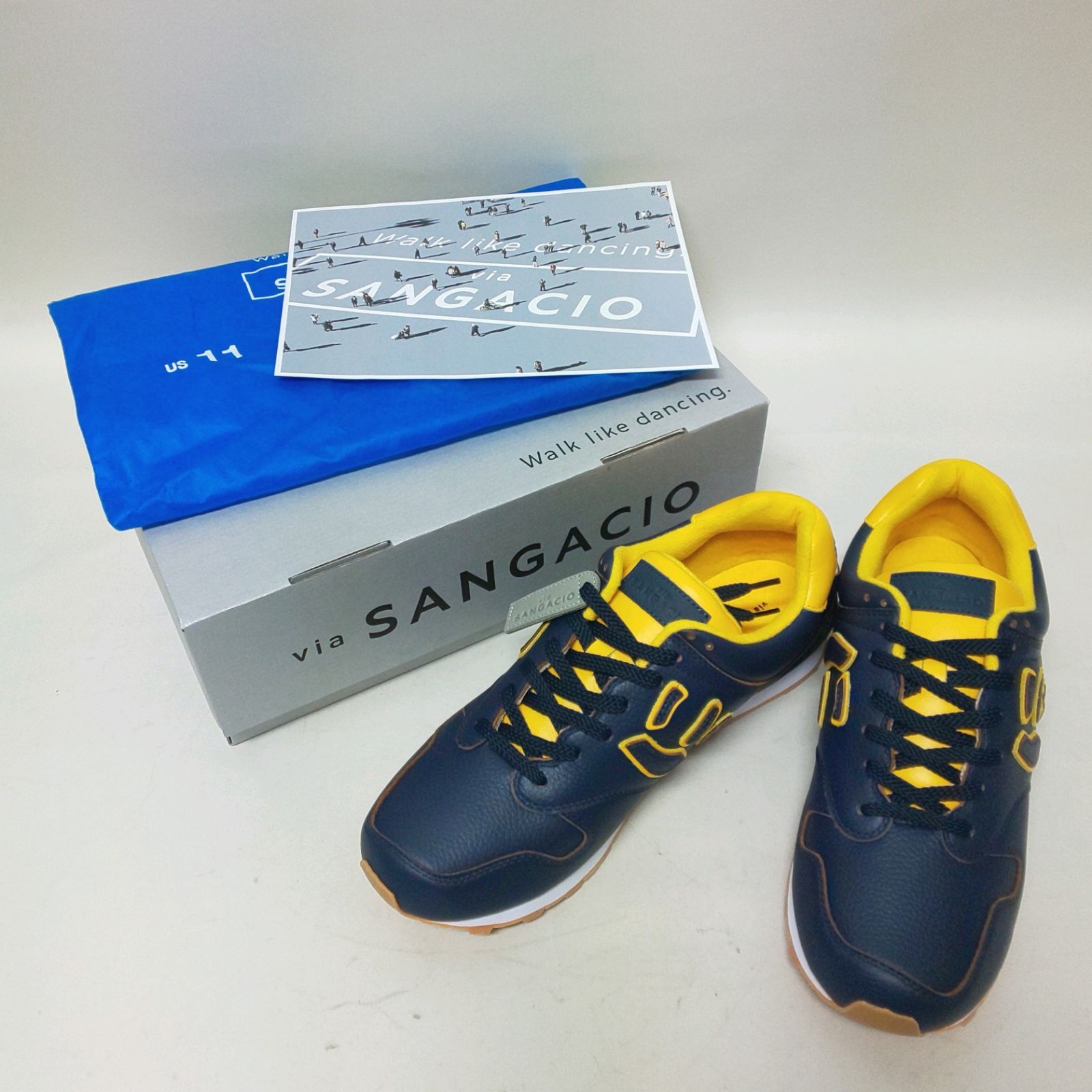 浜館80-1837】 via SANGACIO サンガッチョ にゅ～ず スニーカー 7周年記念モデル NAVY/YELLOW ネイビー/イエロー  29cm 【中古品】 - メルカリ