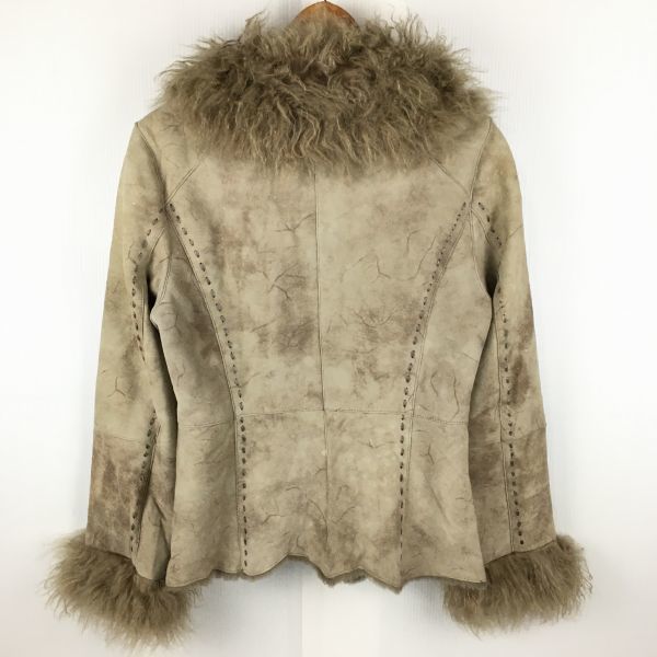 1st avenue ファーストアヴベニュー ラビットファー ムートンコート sizeL ブラウン 茶 BROWN bag〕菅NO.A23-25