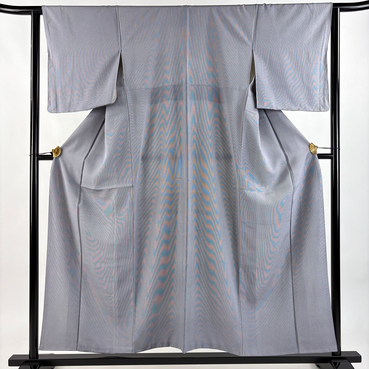 江戸小紋 身丈154.5cm 裄丈63cm S 袷 落款 万筋 青灰色 正絹 名品