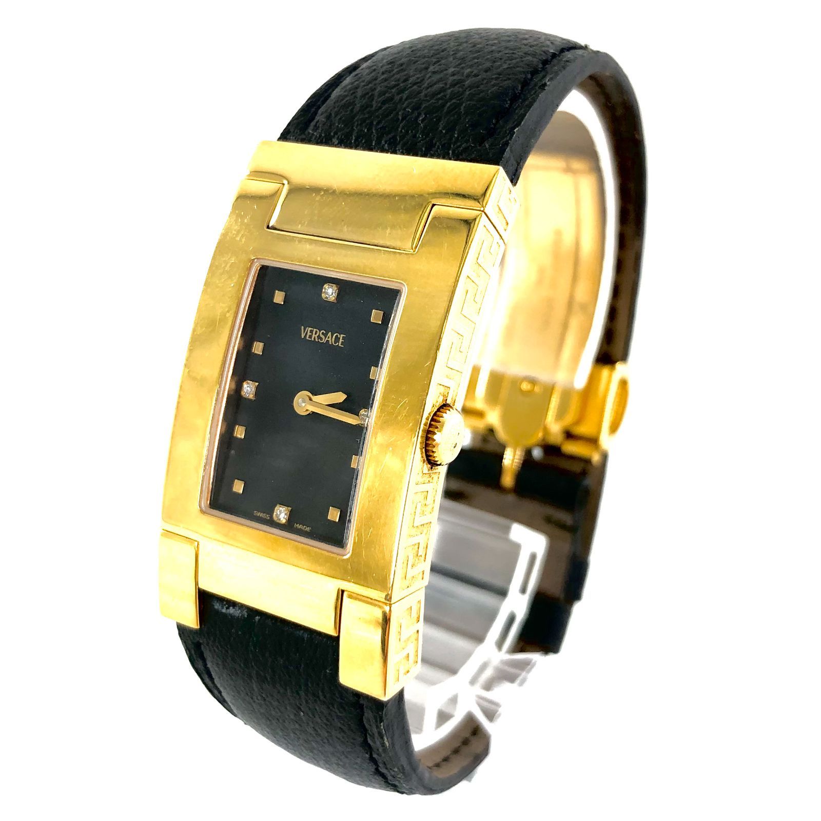 VERSACE ヴェルサーチ ALQ90 メンズ時計 VERSACE ヴェルサーチ ALQ90 メンズ時計 QZ SS/革 黒文字盤【ND