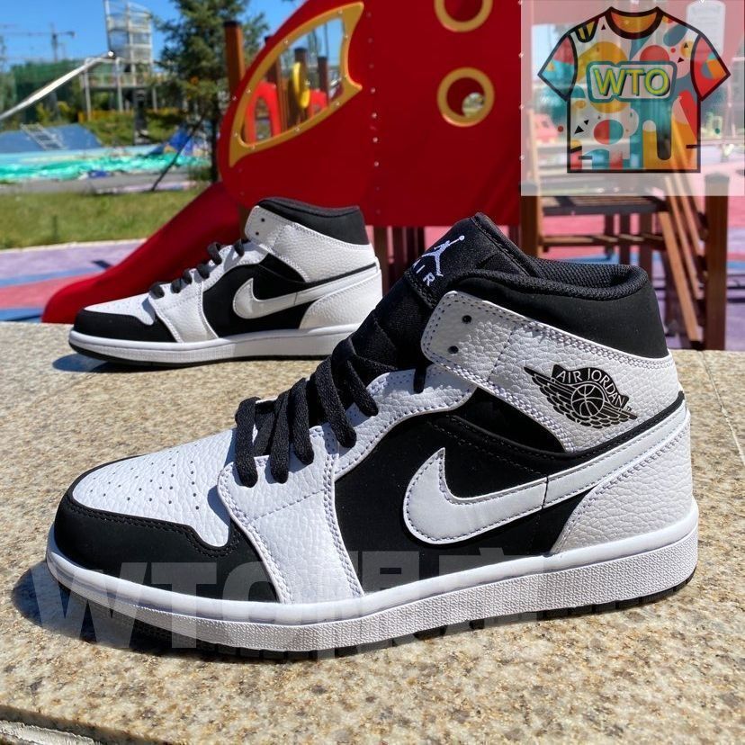 Jordan Air Jordan 1 Mid パンダのバスケットボールシューズ-WTO