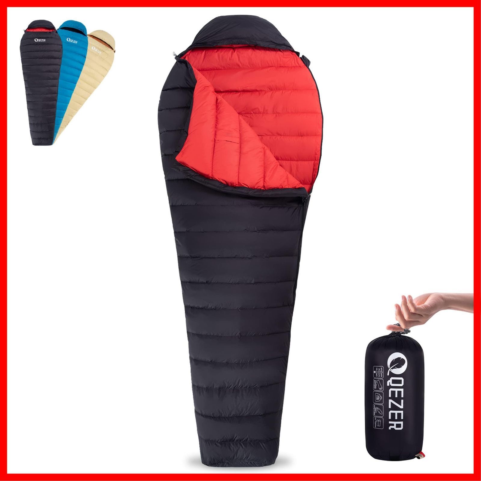 ☆SALE☆ 高級ダウン使用 マミー型 寝袋 ダウンシュラフ 700g グリーン