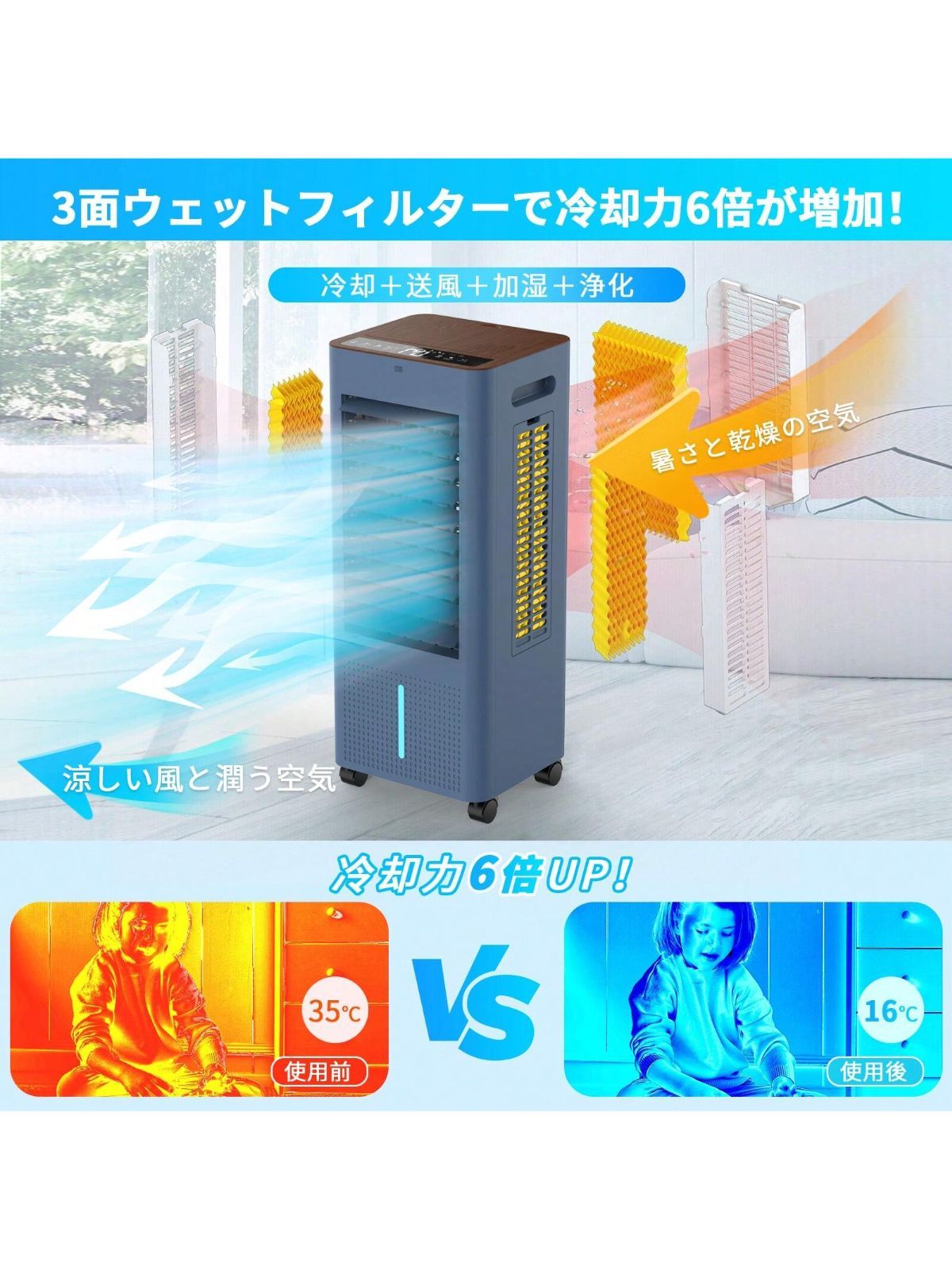 冷風機 冷風扇 冷風扇風機　 VS-DCF300 ユアサプライムス.com｜ベルソス 薄型DC大風量冷風扇 ホワイト