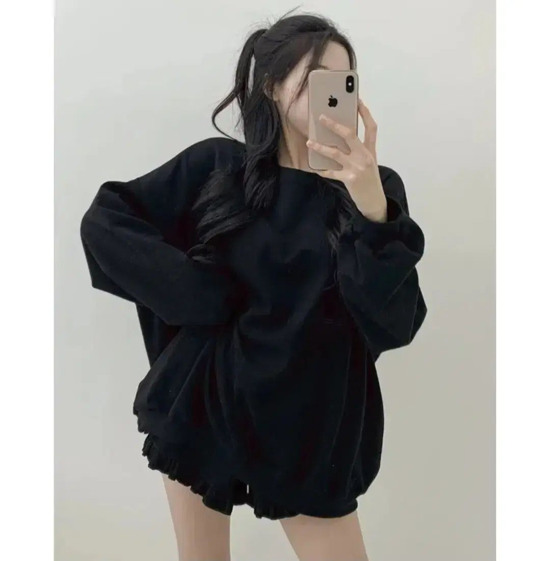 セットアップ ブラックセット フリルパンツ