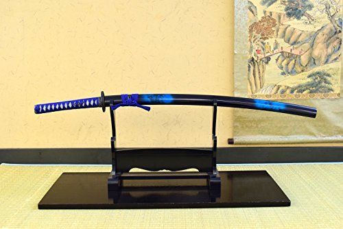 マーブル青_大刀 しのびや 模造刀 マーブル 青 大刀 刀 鞘 刀拭クロス 模造刀証明書セット