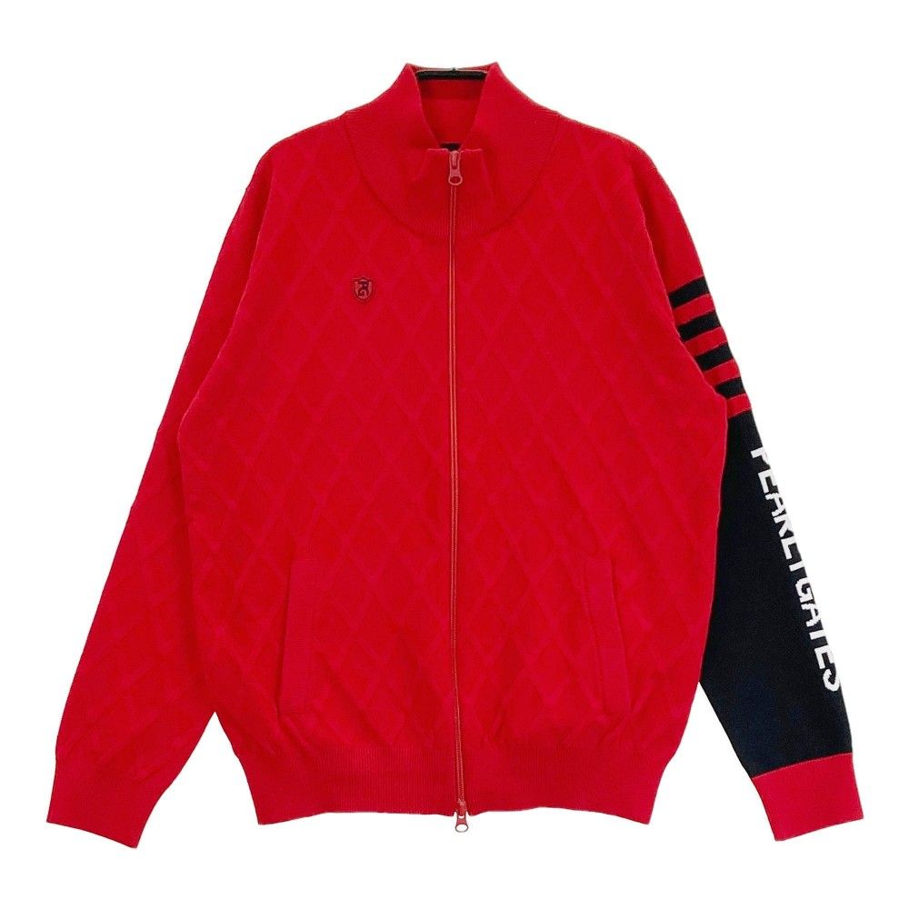 サイズ 1 PEARLY GATES パーリーゲイツ 2025年モデル ニット ジップジャケット ダイヤチェック柄 レッド系 240101450872 ゴルフウェア レディース ストスト