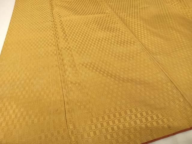 平和屋着物○山下八百子 本場黄八丈 紬 市松綾織 正絹 逸品 AAAU0058np  