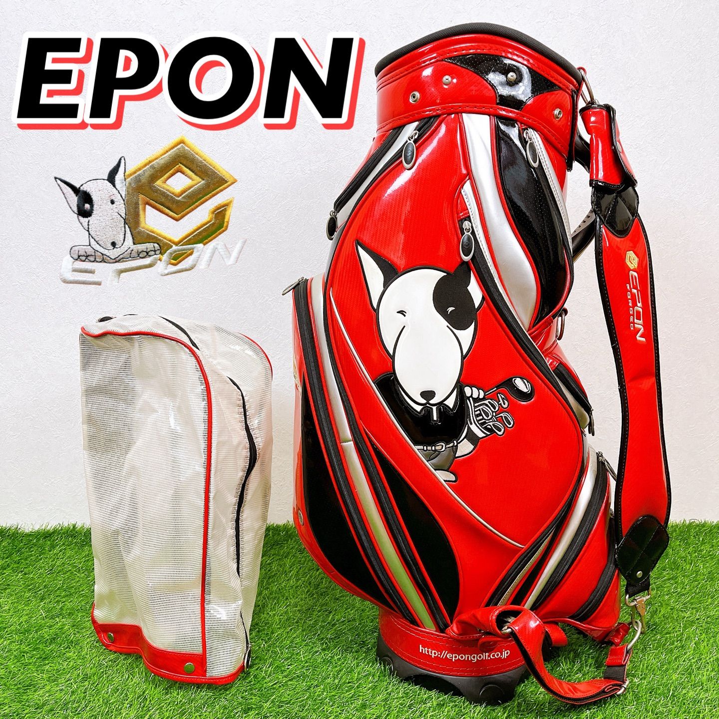 EPON / エポン 9.5型 3点式 キャディバッグ カート式 鍛造くん エナメル キャディバック レッド ゴルフバック - メルカリ