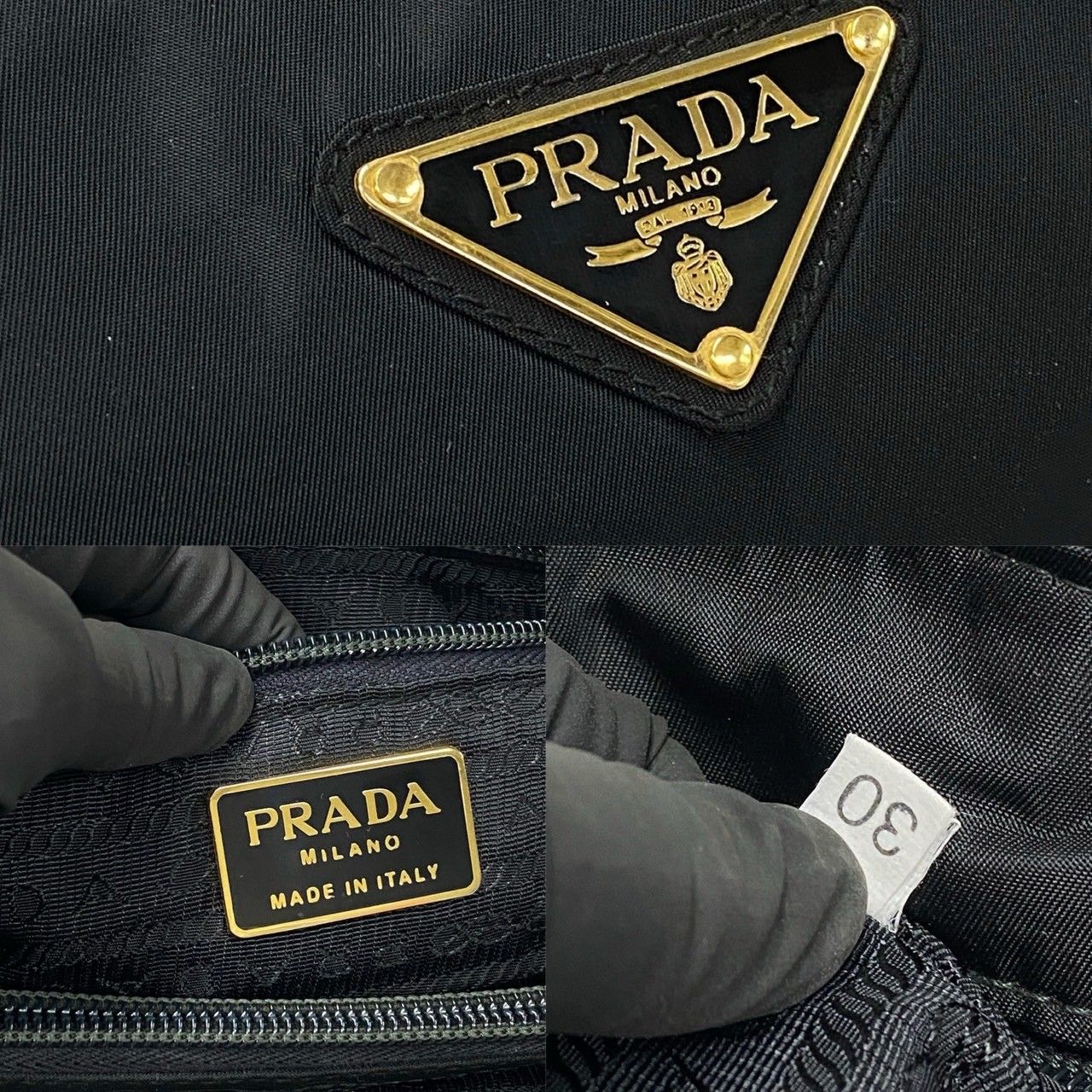 極 美品 希少品 PRADA プラダ 三角 ロゴ ゴールド 金具 ナイロン