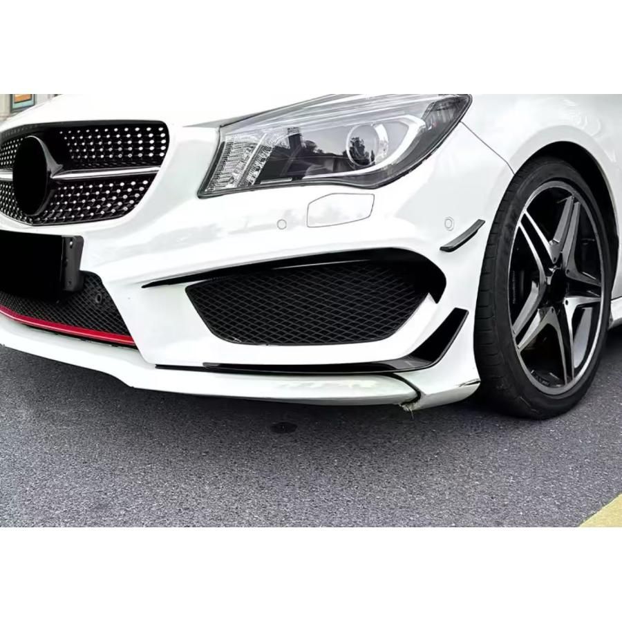 スポーティ全開♪ メルセデス ベンツ フロントバンパー カナード スプリッター W117 C117 CLA180 CLA250 CLA45 クーペ 黒 b12045