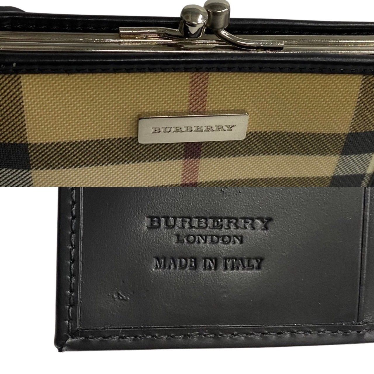 極 美品 BURBERRY バーバリー ノバチェック ロゴ 金具 レザー 本