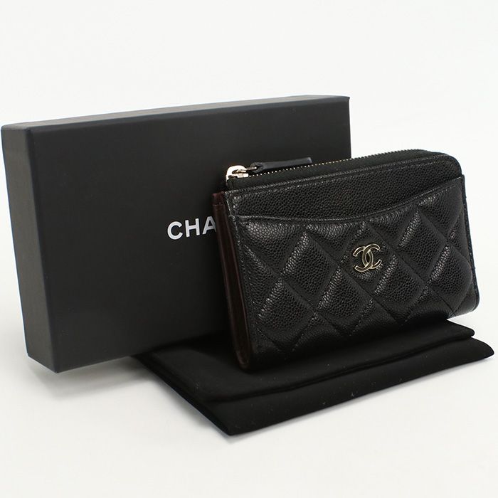CHANEL シャネル ジップ カードケース マトラッセ P14PETTE 小銭入れ|キャビア レディース