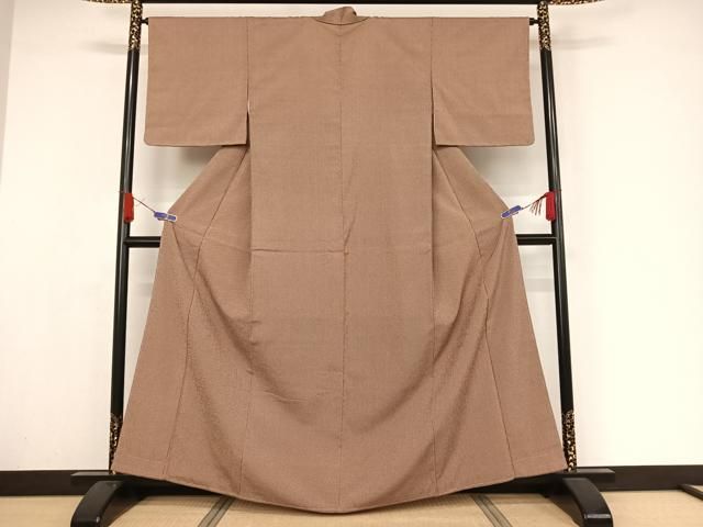 平和屋着物○上質なお召 格子 正絹 逸品 AAAU0287np