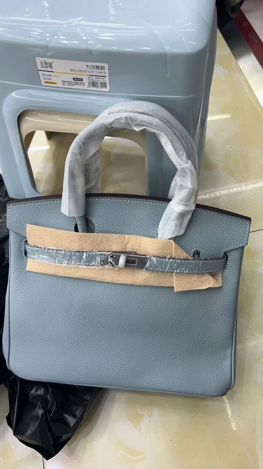 HERMÈS グレー ハンドバッグ エルメス birkin Cumulus グレー シルバー バックル レディース