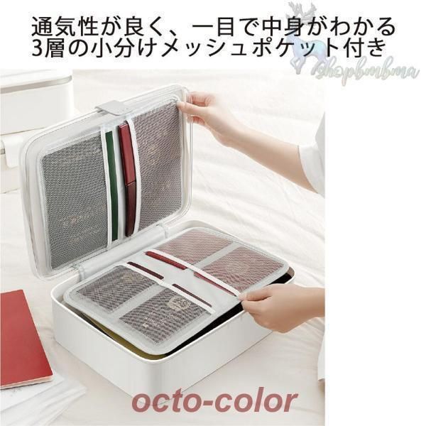 書類収納ボックス 小分けポケット付き