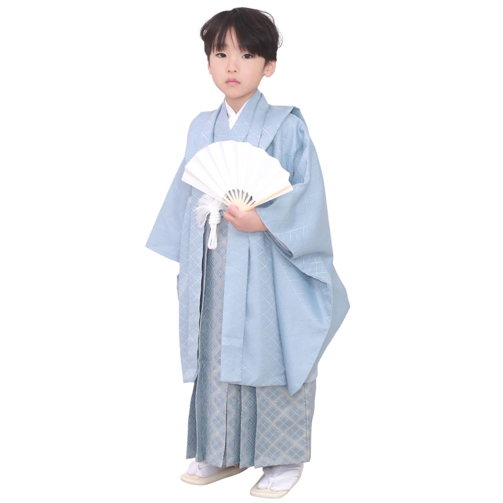KYOETSU キョウエツ 七五三 5歳 男の子 着物 セット 羽織 袴 フルセット 753 くすみ 3.ブルー 5歳サイズ