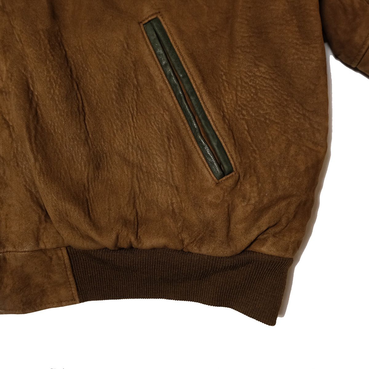 80 s 90 s LLビーン ヌバックレザー ジャケット XL 茶色×緑 ジップ レザージャケット 90年代 アメリカ製 旧タグ LL.Bean アメリカ古着 ビンテージ ヴィンテージ KANDAIZUMI_COM