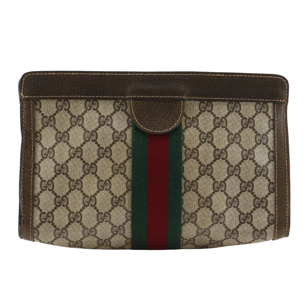 GUCCI グッチ シェリーライン ポーチ ポーチ GGプラス 茶 クラッチバッグ ユニセックス GUCCI】グッチ シェリーライン ポーチ グッチパルファム ノベルティ GG