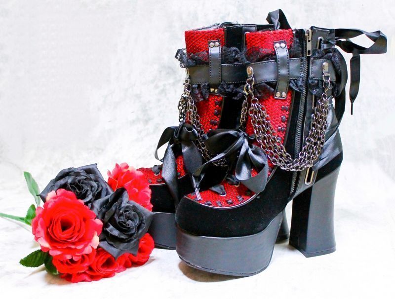【未着用品★レア】CHARADE-110 厚底ブーツ【DEMONIA】 即納]CHARADE-110 / レッド / 厚底ブーツ【DEMONIA】 | Spider