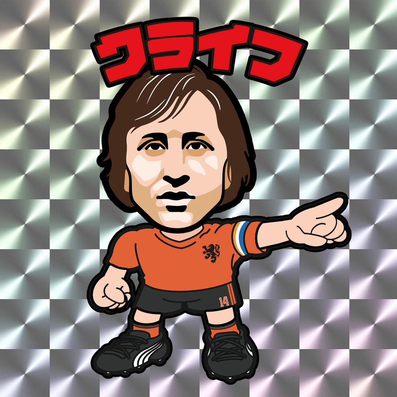 PUMA1974サッカーワールドカップ.ステッカー.ヨハンクライフWM1974 ヨハンクライフ オランダ 1974 キラキラヘッドシール サッカー