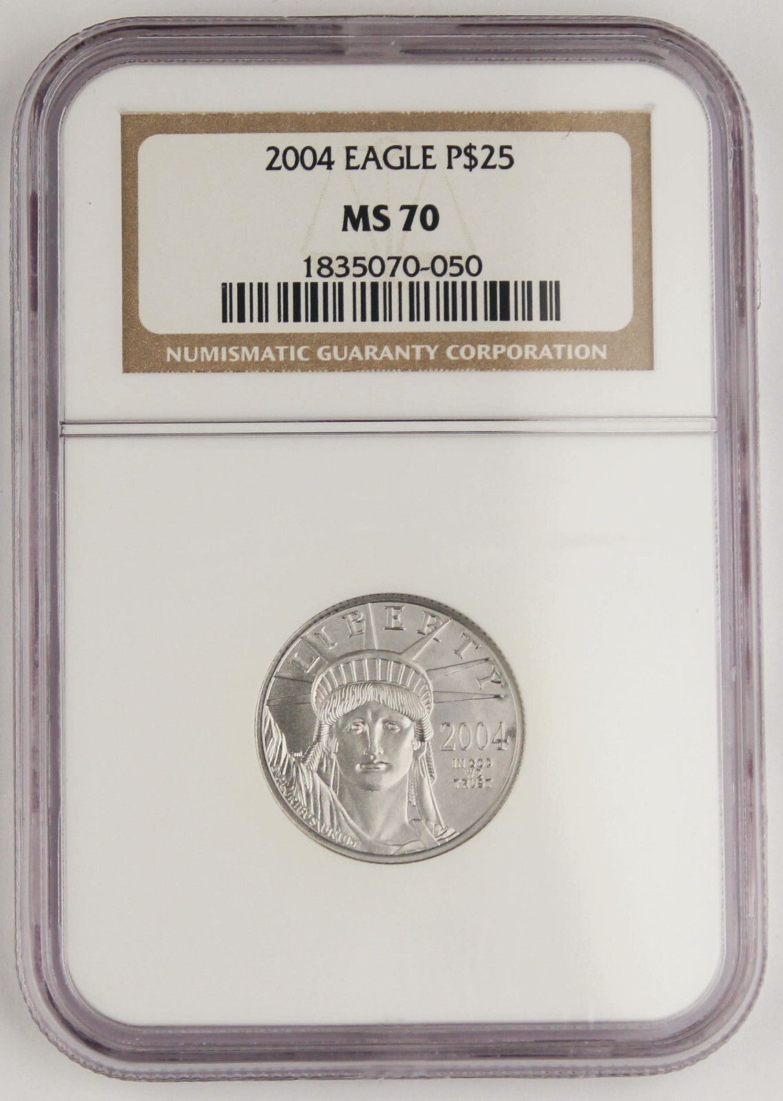 2004 $25 1|4 Oz 9995 PLATINUM American EAGLE GEM BU NGC MS70 Perfect Grade