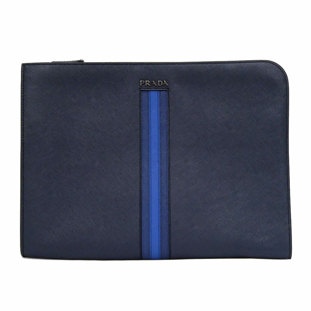 PRADA クラッチバッグ ベージュと青のグラデーション　サフィアーノ　美品 PRADA クラッチバッグ ベージュと青のグラデーション