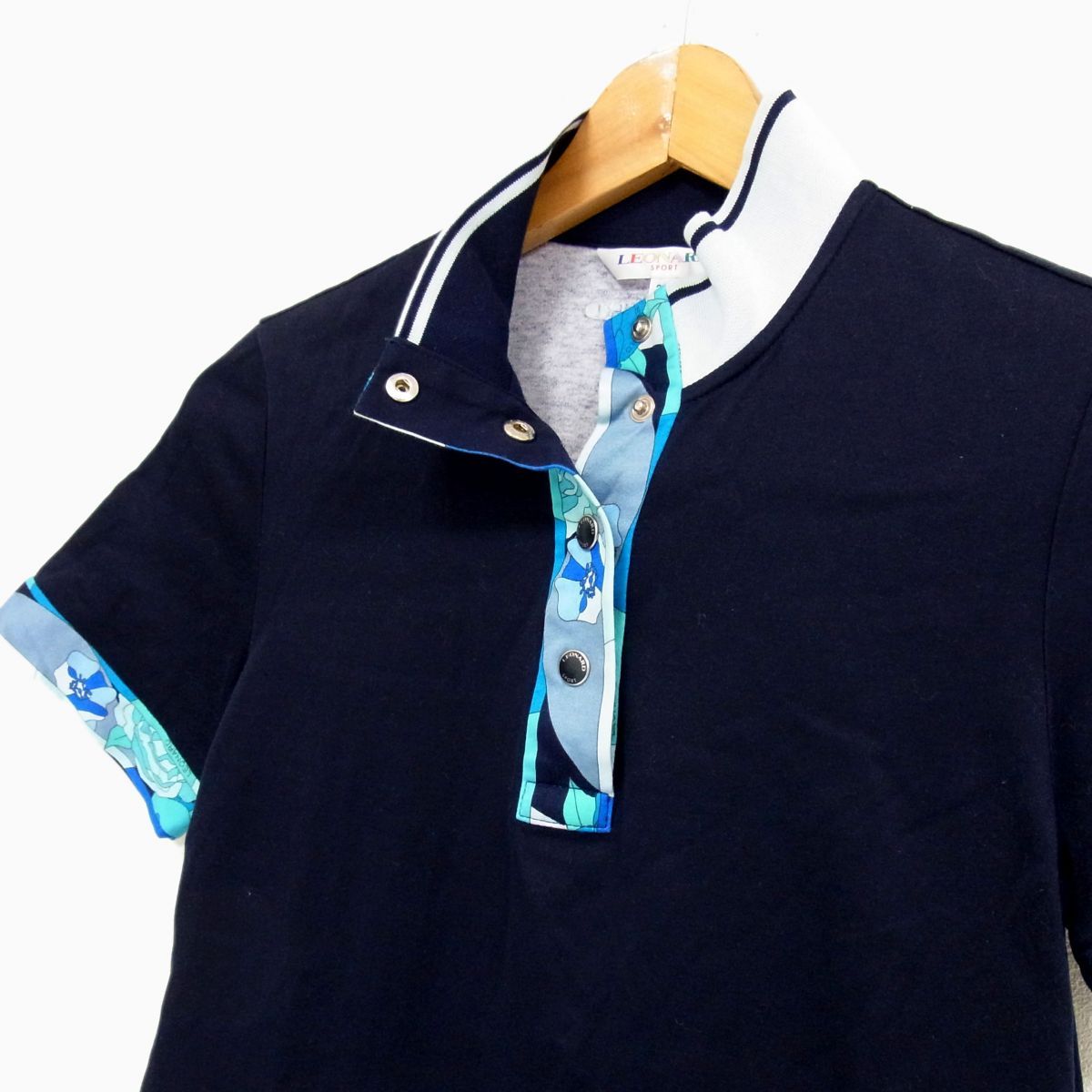LEONARD - 美品 夏物◇LEONARD 半袖 ポロ ワンピース フラワープリント ゴルフ レオナール スポーツ レディース LEONARD - 美品 夏物◇LEONARD 半袖 ポロ ワンピース フラワー